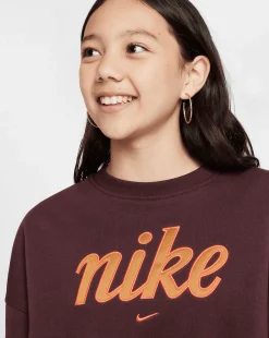 Felpa dal fit squadrato in fleece Rosso Bambina
