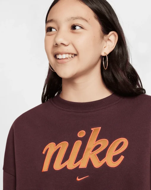 Felpa dal fit squadrato in fleece Rosso Bambina