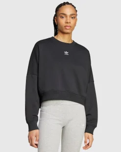 Felpa Essentials Crew Fleece Nero Donna