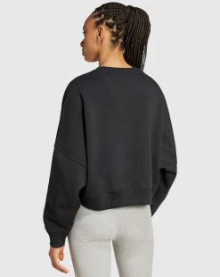 Felpa Essentials Crew Fleece Nero Donna