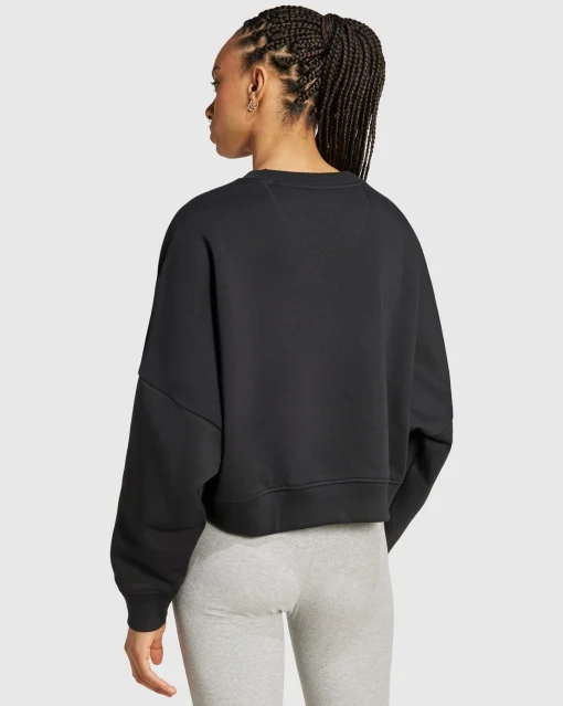 Felpa Essentials Crew Fleece Nero Donna