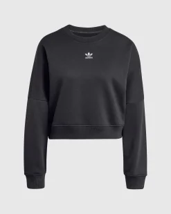 Felpa Essentials Crew Fleece Nero Donna