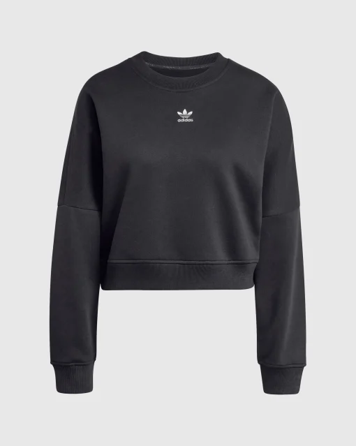 Felpa Essentials Crew Fleece Nero Donna