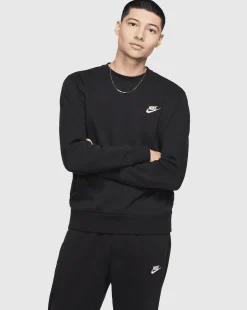 Felpa Girocollo Club Fleece Nero Uomo