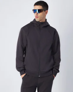 Felpa Interlock con cappuccio e cerniera Nero Uomo