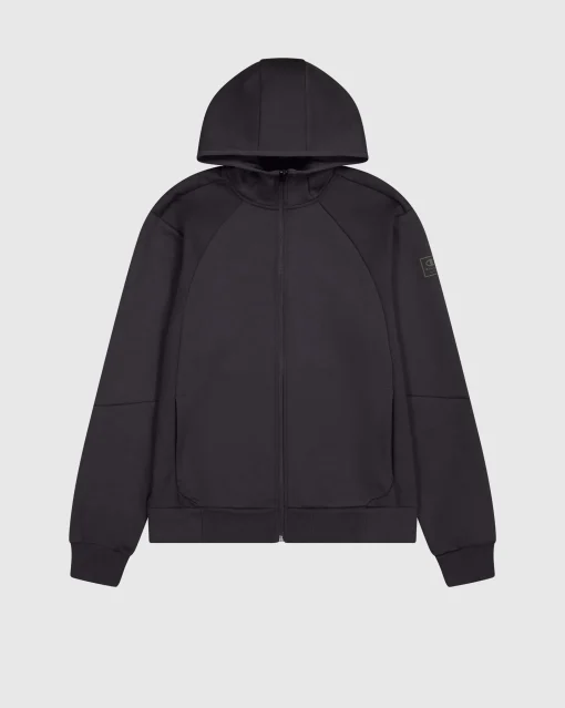 Felpa Interlock con cappuccio e cerniera Nero Uomo