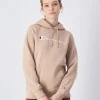 Felpa Slim Fit con cappuccio con logo grande Marrone Donna
