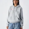 Felpa Slim Fit con cappuccio con logo grande Grigio Donna