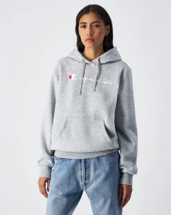Felpa Slim Fit con cappuccio con logo grande Grigio Donna