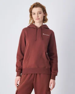 Felpa Slim Fit con cappuccio con logo piccolo Marrone Donna