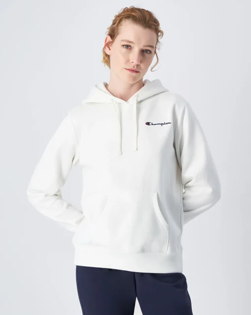 Felpa Slim Fit con cappuccio con logo piccolo Bianco Donna