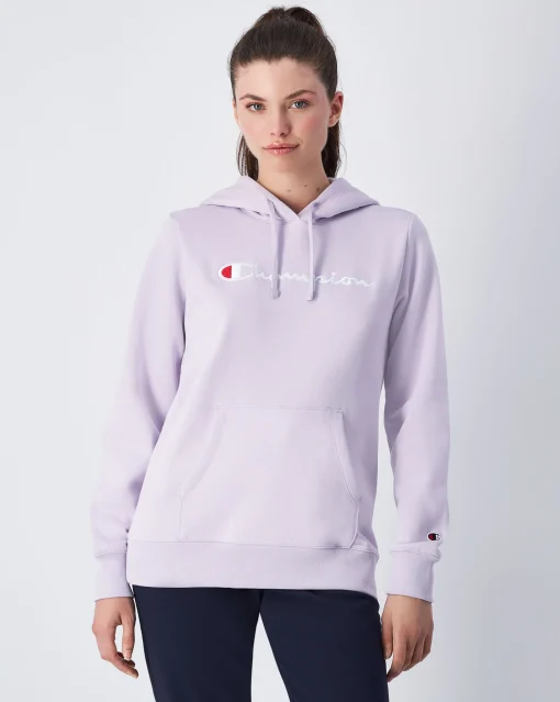 Felpa Slim Fit con cappuccio con logo grande Viola Donna