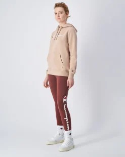 Felpa Slim Fit con cappuccio con logo grande Marrone Donna