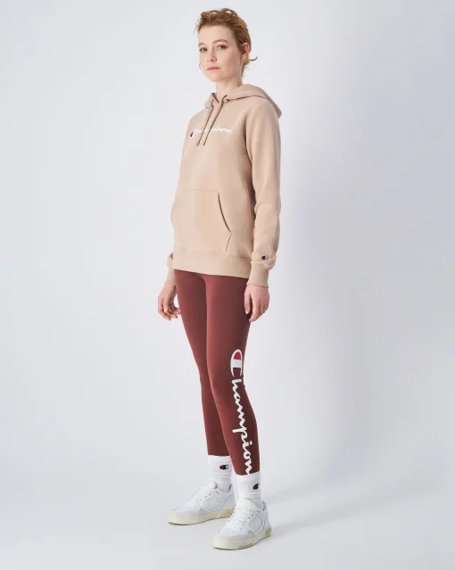 Felpa Slim Fit con cappuccio con logo grande Marrone Donna