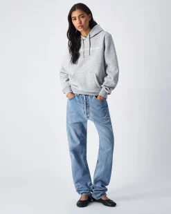 Felpa Slim Fit con cappuccio con logo grande Grigio Donna