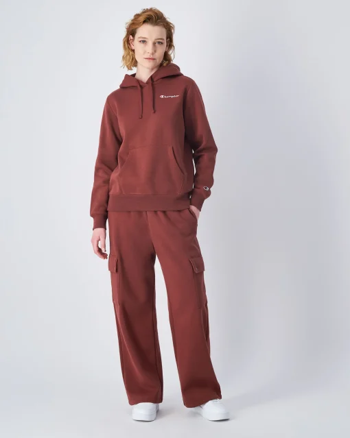 Felpa Slim Fit con cappuccio con logo piccolo Marrone Donna