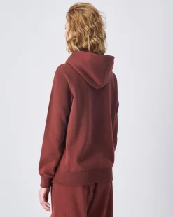 Felpa Slim Fit con cappuccio con logo piccolo Marrone Donna