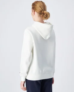 Felpa Slim Fit con cappuccio con logo piccolo Bianco Donna