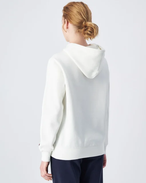 Felpa Slim Fit con cappuccio con logo piccolo Bianco Donna