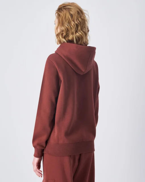 Felpa Slim Fit con cappuccio con logo piccolo Marrone Donna