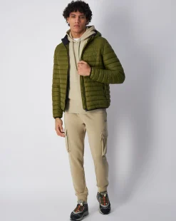 Giacca Imbottita Con Cappuccio E Logo Verde Uomo