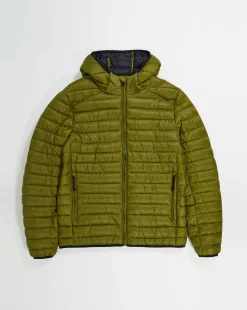 Giacca Imbottita Con Cappuccio E Logo Verde Uomo