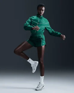 Giacca in tessuto UV dal Fit Ampio con Zip Verde Donna