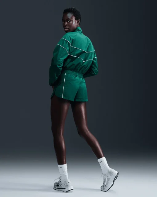 Giacca in tessuto UV dal Fit Ampio con Zip Verde Donna