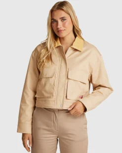 Giacca in twill con colletto in velluto Marrone Donna