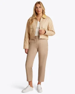 Giacca in twill con colletto in velluto Marrone Donna
