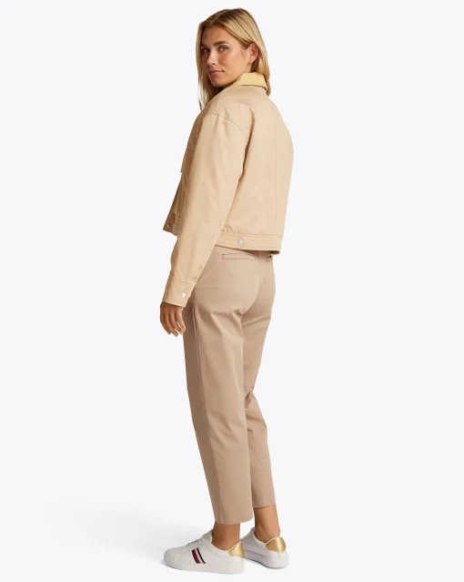 Giacca in twill con colletto in velluto Marrone Donna