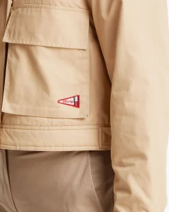 Giacca in twill con colletto in velluto Marrone Donna