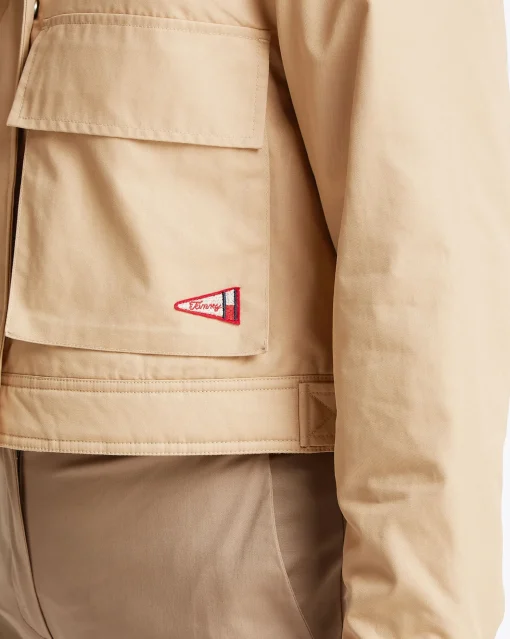 Giacca in twill con colletto in velluto Marrone Donna