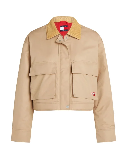 Giacca in twill con colletto in velluto Marrone Donna