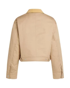 Giacca in twill con colletto in velluto Marrone Donna