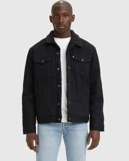 Giacca Sherpa Trucker Nero Uomo