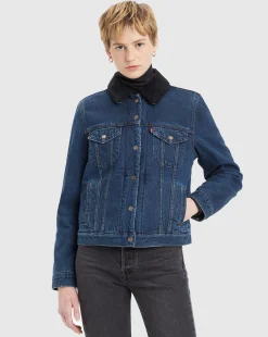 Giacca Sherpa Trucker Original Blu Donna