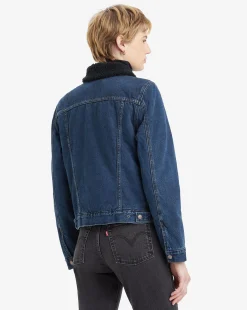 Giacca Sherpa Trucker Original Blu Donna