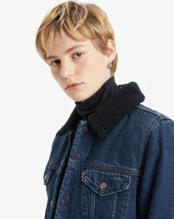 Giacca Sherpa Trucker Original Blu Donna