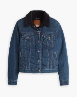 Giacca Sherpa Trucker Original Blu Donna