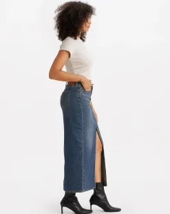 Gonna Column alla Caviglia Blu Donna