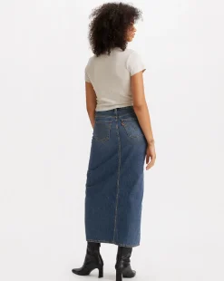 Gonna Column alla Caviglia Blu Donna