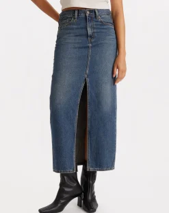 Gonna Column alla Caviglia Blu Donna