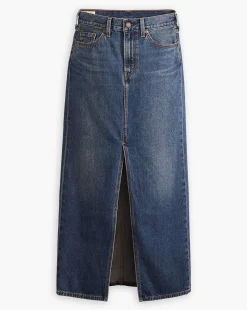 Gonna Column alla Caviglia Blu Donna