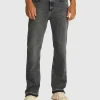 Jeans regular fit dritti neri con scoloriture Nero Uomo