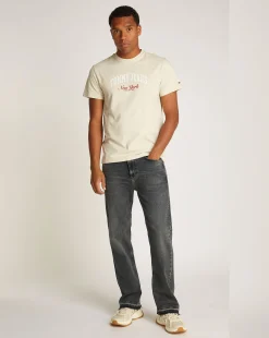 Jeans regular fit dritti neri con scoloriture Nero Uomo