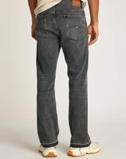 Jeans regular fit dritti neri con scoloriture Nero Uomo