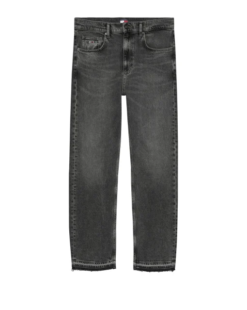 Jeans regular fit dritti neri con scoloriture Nero Uomo