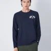 Maglia girocollo a manica lunga Blu Uomo