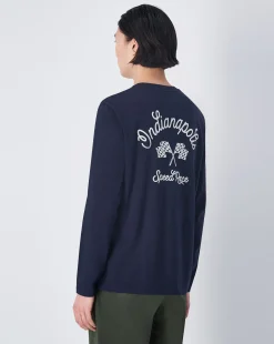 Maglia girocollo a manica lunga Blu Uomo